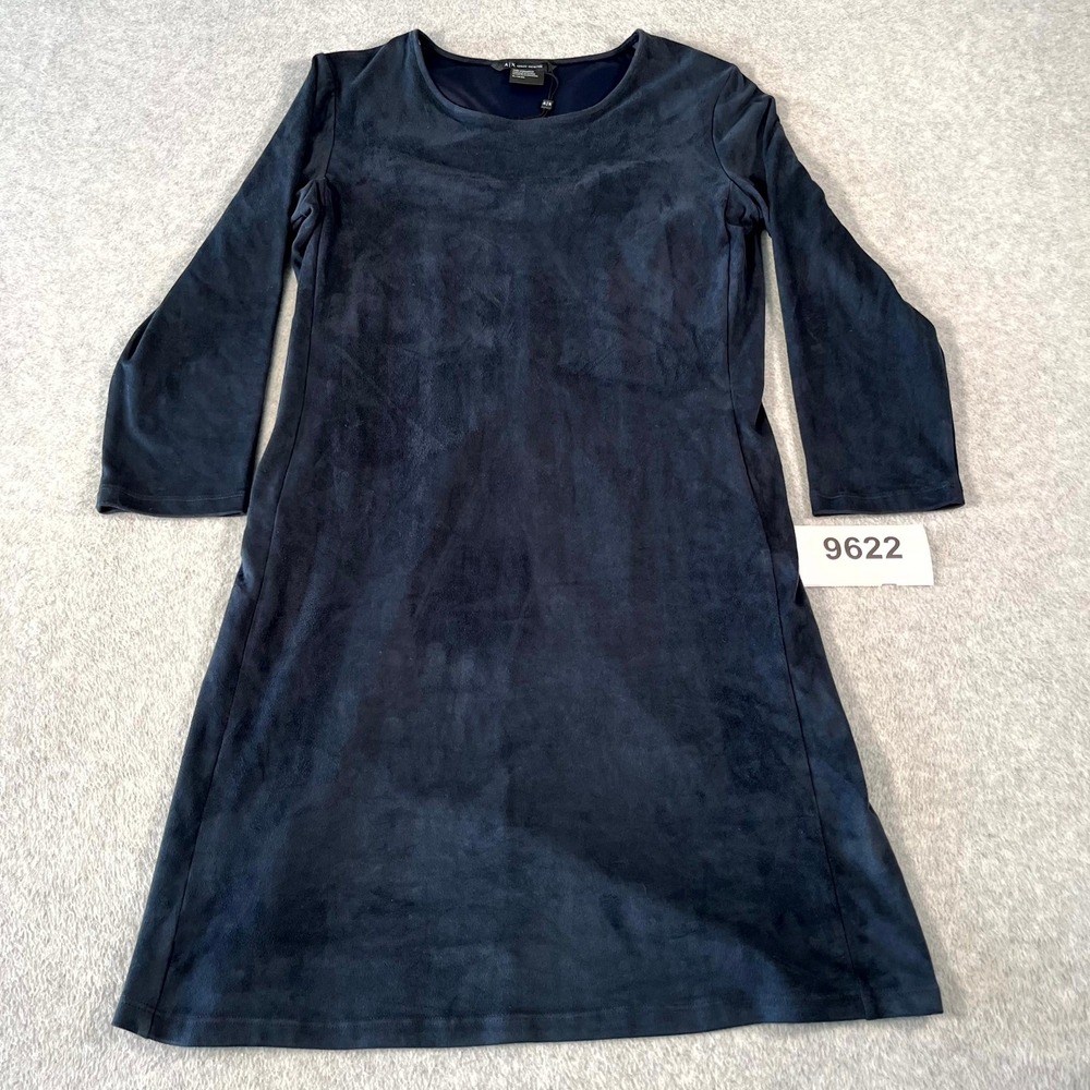 AX Armani Exchange Shift Dress Womens XL Blue Faux Cut Out Back Round Neck